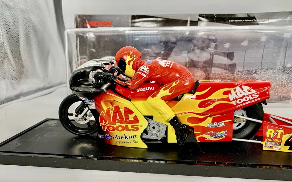 Action Antron Brown Mac Tools 2001 Pro Stock Bike 1:9 Scale Diecast Case and Box - Image 2 of 4