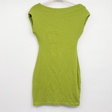 Zara Womens Lime Green Padded Shoulder Minimalist Bodycon Mini Dress Size L