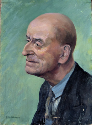 Mitte 20. Jh. Original Ölgemälde Portrait Studie älterer Mann signiert von EM Johnson
