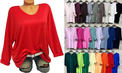 Damen Pullover Sweater Oversize Strickpullover Italy Pulli  Weich  44 46 48 #47A