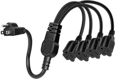 Outlet Splitter 1-to-4 Short Extension Cord 3 Prong Splitter Outlet Saver 4-W...