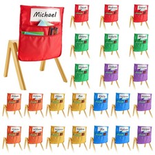 Chair Pockets for Classroom,24 Pack,14x15 Inches Chairback Buddy Pocket w/Name
