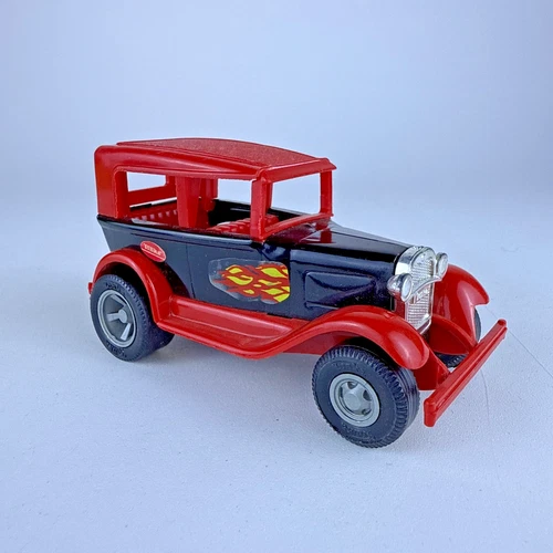 Vintage Tiny Tonka Frantic Flivver #458 Pressed Steel 4” Hot Rod Red Roof