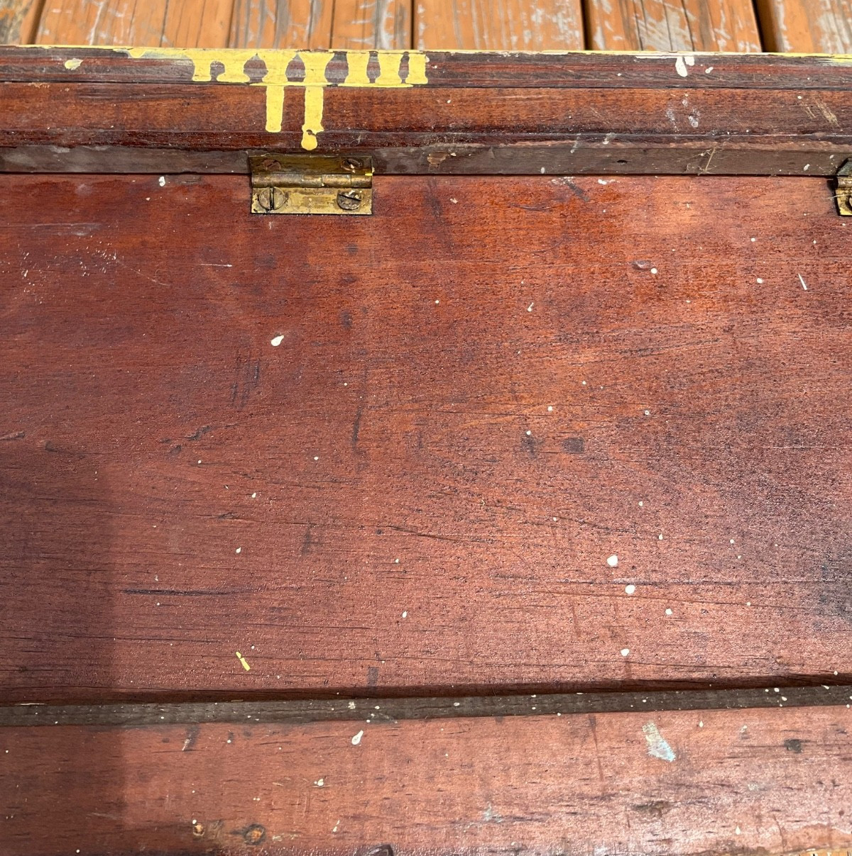 Vintage Wood Foot Locker Carpenter's Toolbox Chest Trunk