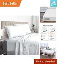 Luxurious 4 Piece White Full Bed Sheet Set - Ultra-Breathable Deep Pocket Design
