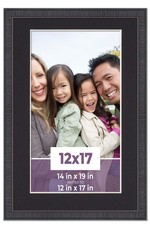 12x17 Frame Mahogany With Black Picture Mat For 12x17 Photo - Mahogany 14x19 Fra