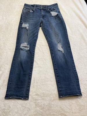 American Eagle Men's Slim Straight Extreme Flex 4  Blue Denim Distressed 31X30