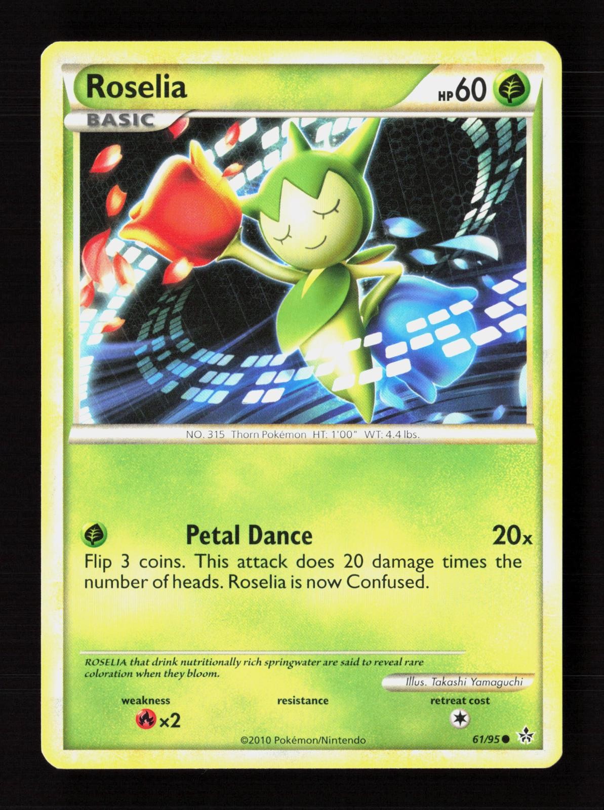 Roselia 61/95 Common HGSS Unleashed Pokemon Near Mint