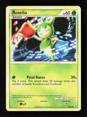 Roselia 61/95 Common HGSS Unleashed Pokemon Near Mint