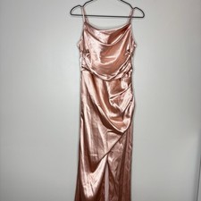 Birdy Grey Lydia Dress Shiny Satin Rose Gold, Size Small, Bridesmaid Maxi Dress