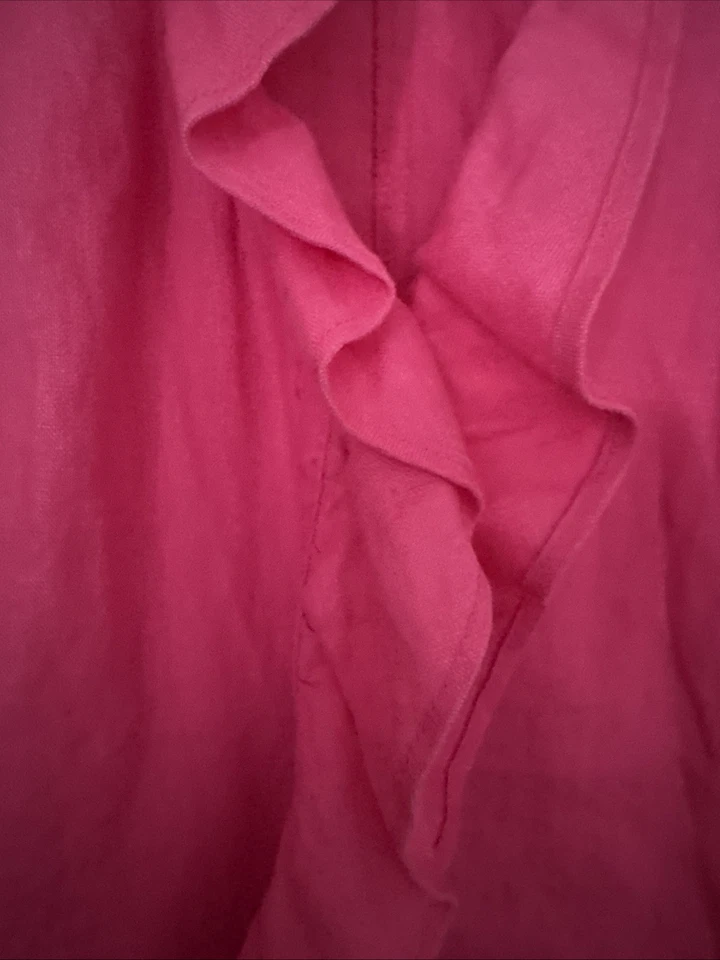 INC International Concepts Pink 100% Linen Ruffle Lightweight Jacket 3X - Image 4 of 4