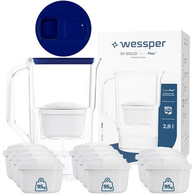 Wasserfilter Kanne Kunststoff 2,8 L Wessper D1 SOLID FutureFlow 12 Kartuschen