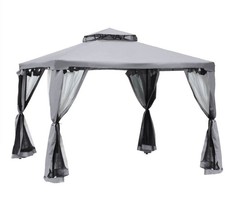 Image of Outsunny 3 x 3 m Metal Gazebo, Garden Pavillion, Grey