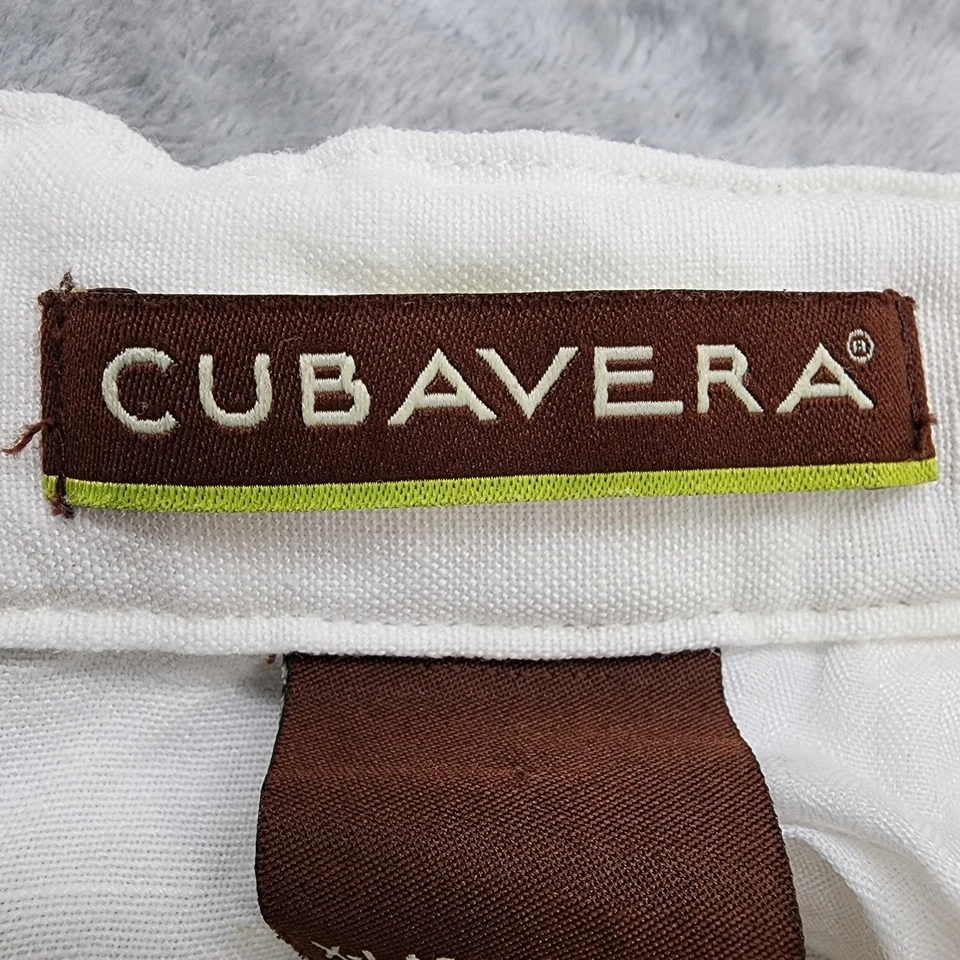Pantalones Cubavera Para Hombre XL Blanco Mezcla de Lino Natural Cordón Bolsillos Rectos Foto 4 de 4