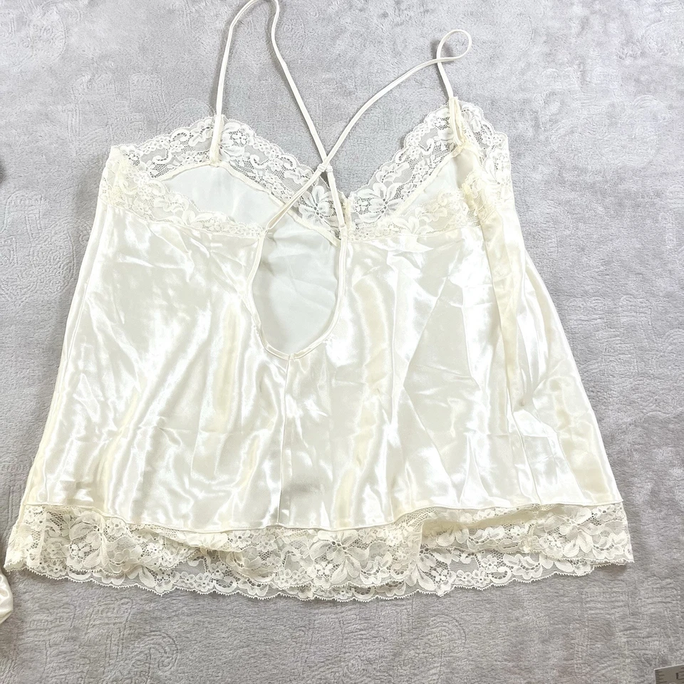 Frederick's of Hollywood Satén Encaje Chemise Juego de Dormir Corto XL Marfil Coqueta Foto 3 de 4