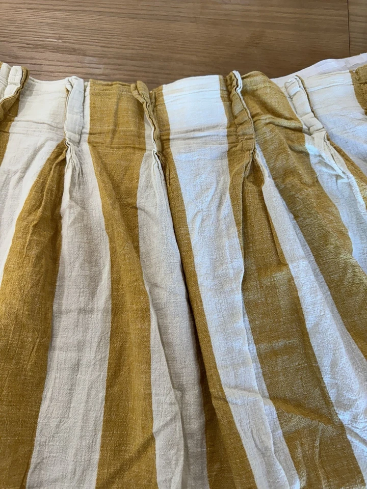 1 cortina a rayas GreenRow Cabana extra larga 50 X 108 amarillo mostaza y crema Foto 3 de 4