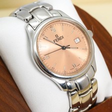 FENDI watch 210G pink men's round date Fendi,18577