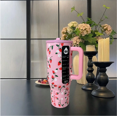 HydroJug 32oz Strawberry Tumbler Handle Lid Insulated Travel Mug