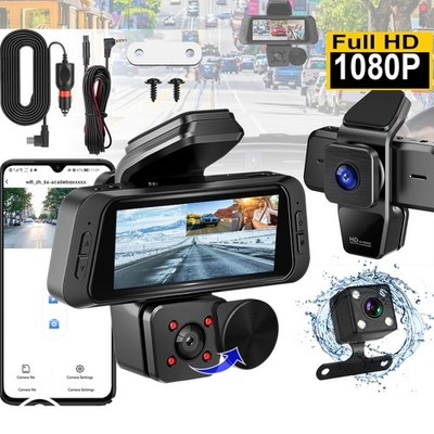 1080P WiFi Dash Cam Triple Car Camera IR Night G-Sensor Motion Loop Recording