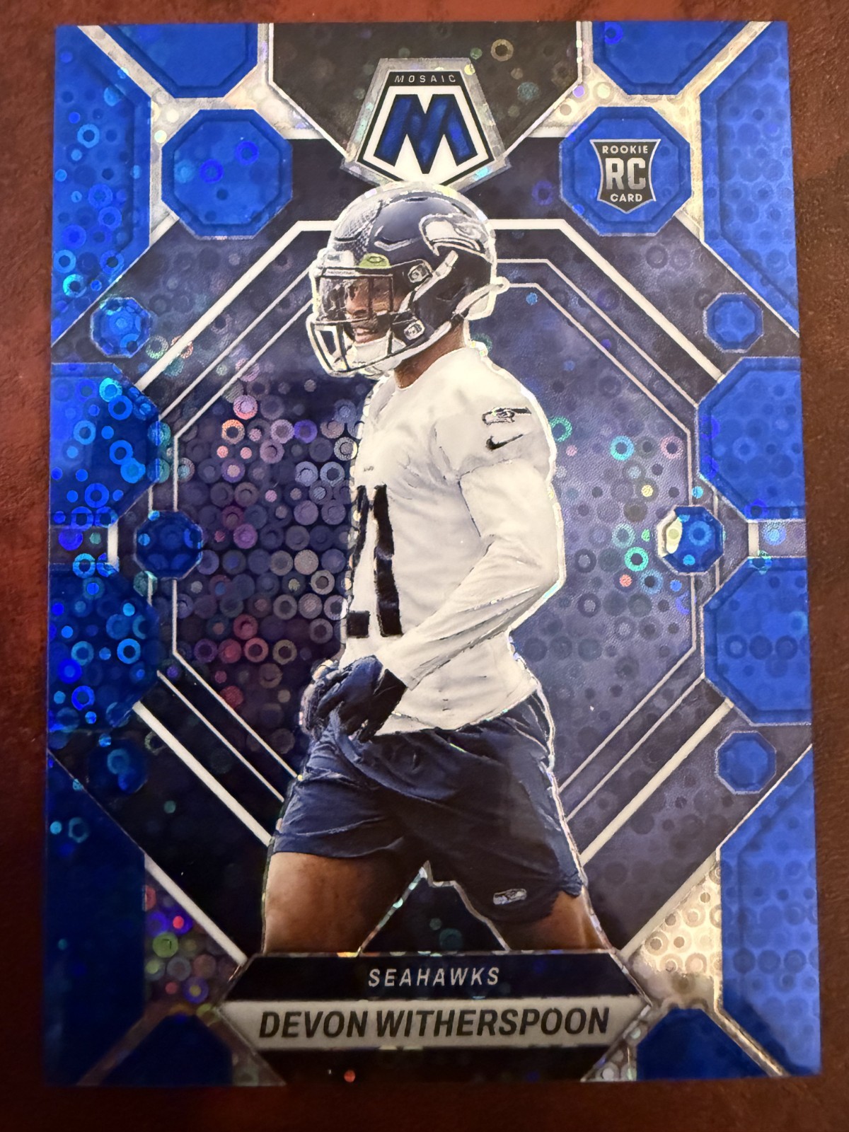 2023 Panini Mosaic Football No Huddle Blue #313 Devon Witherspoon (RC) /75