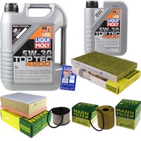 Mann Inspektionspaket 6L Liqui Moly Top Tec 5W-30 FüR Peugeot 307 Break 2.0 Hdi