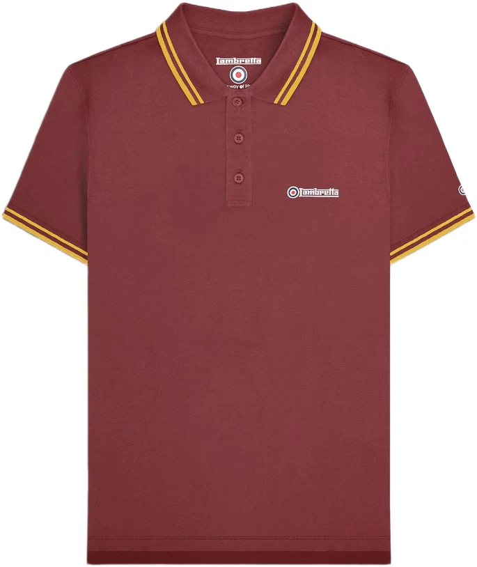 Lambretta Mens Burg/Gold Casual Classic Twin Tipped MOD SKA Polo Shirt
Opens in a new window or tab