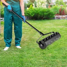 21" Manual Lawn Aerator Grass Aeration Tool w/Handle Filled with Sand or Stone