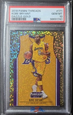 Kobe Bryant 2018 Threads Gold Dazzle Prizm #7/10 PSA 10 Gem Mint Lakers 🐐