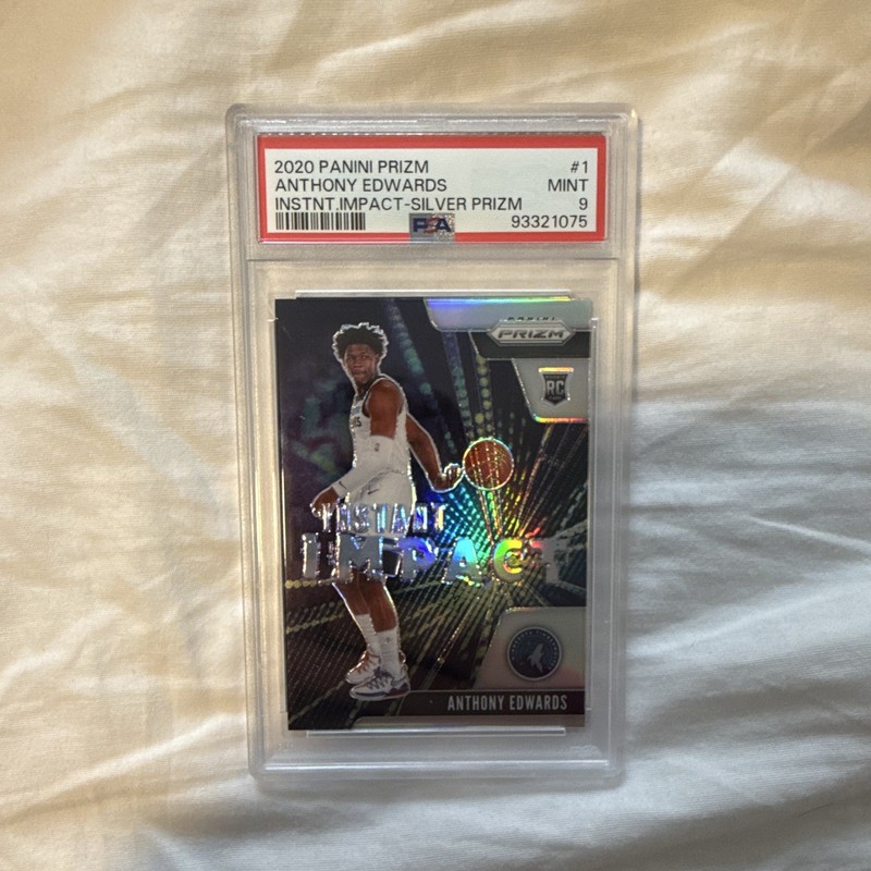 Panini 2020 Prizm Anthony Edwards Instant Impact Silver Prizm #1 PSA 9 ROOKIE RC