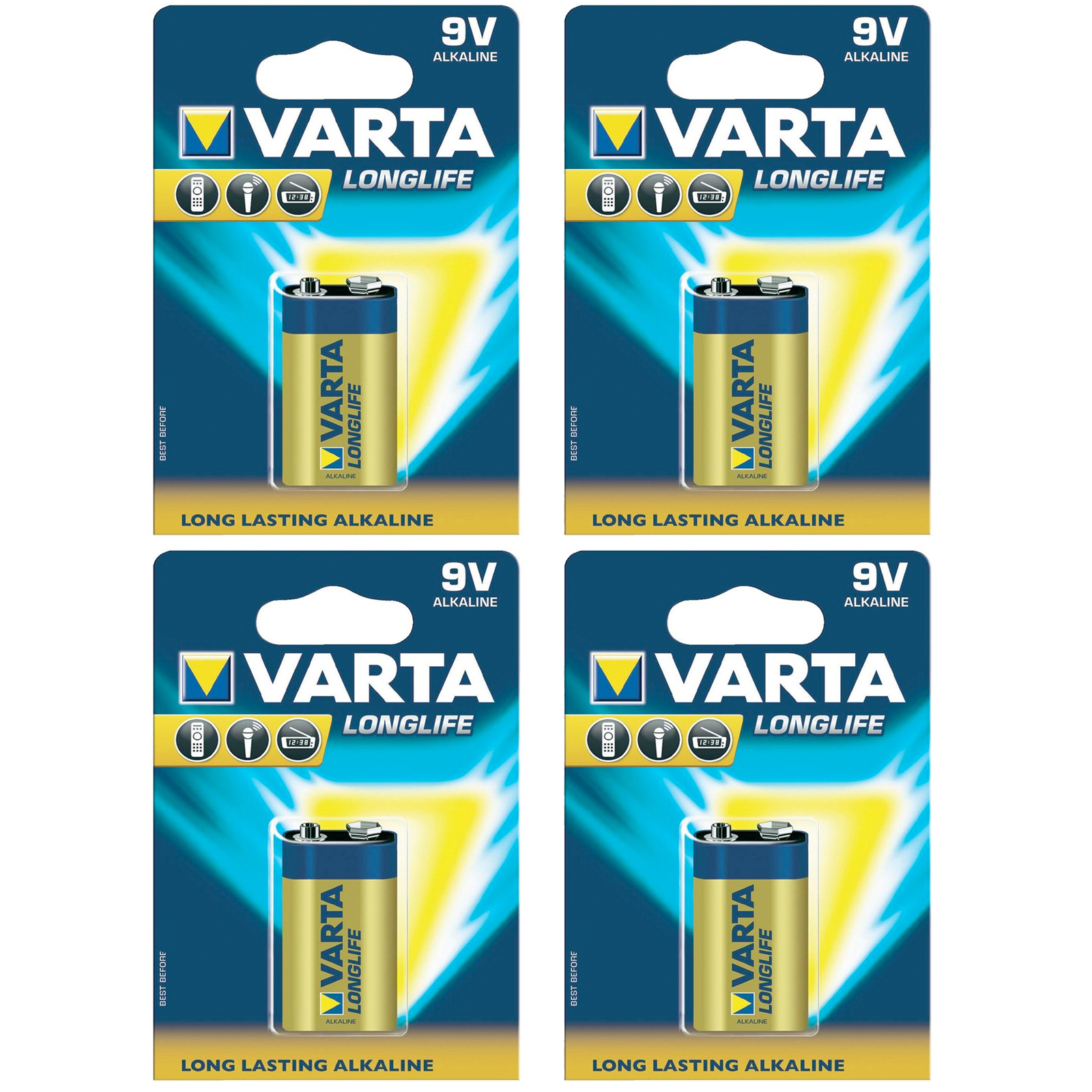 4 Stück Blockbatterie * Varta * Longlife - Block 9 Volt - 4922 - 6Am6