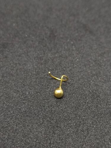 3.5mm Massiccio Oro Tinta Unita Sfera Naso Wire Pin Bottone Anello Piercing 14k - Afbeelding 1 van 6