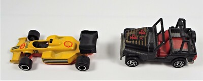 2 Vintage Majorette Cars - Jeep 4X4 - F1 Racing Tietal Shell - Made In France