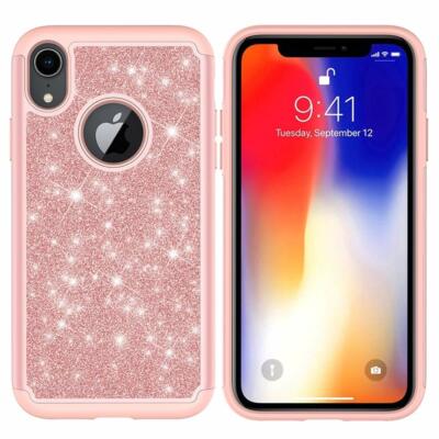 iPhone XR Phone Case Protective Cover Pink Glitter Shockproof