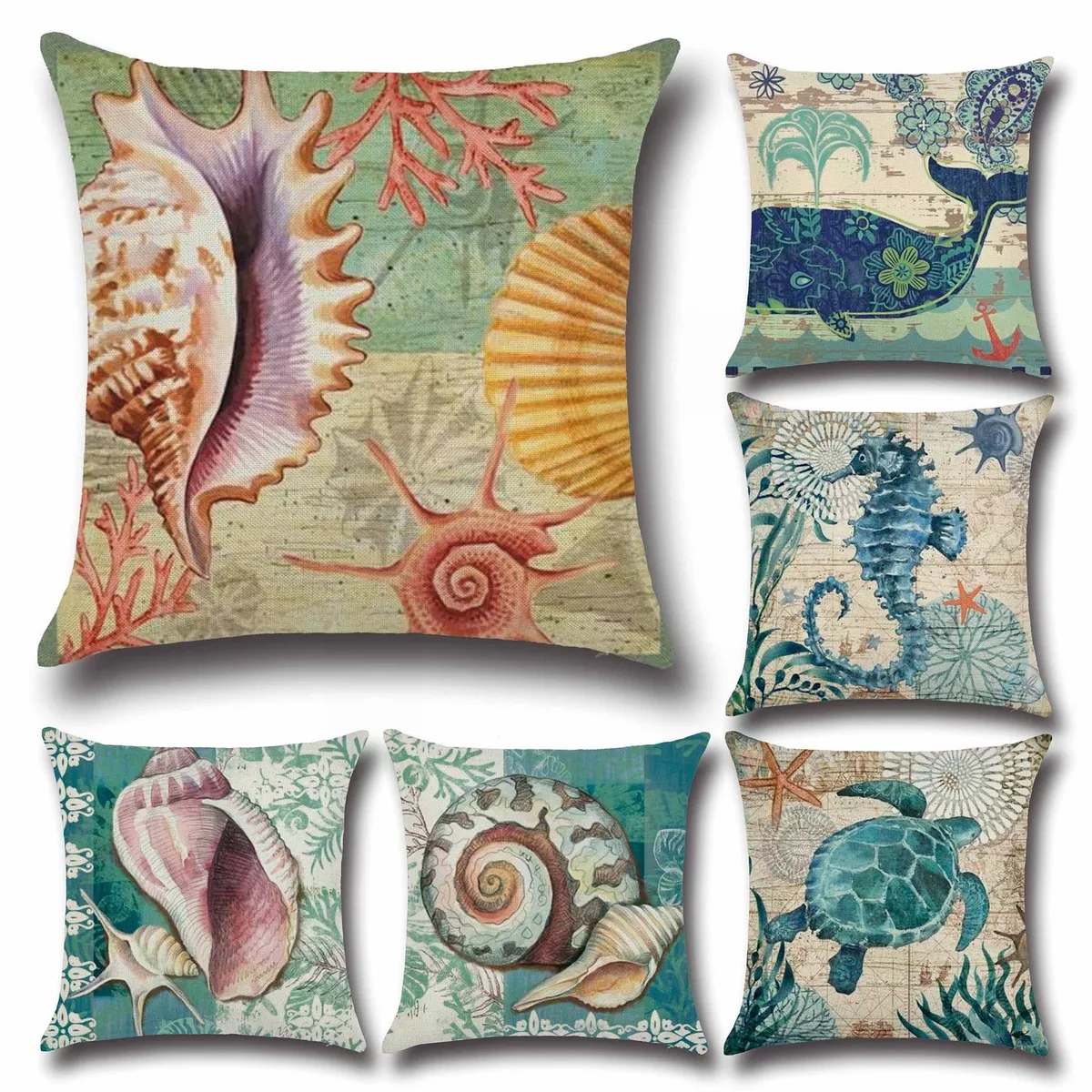 Beach theme throw pillow covers top