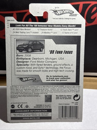 2008 Hot Wheels New Models ‘08 Ford Focus Yellow 031/196 - Picture 3 of 6