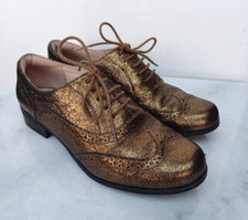 CLARKS Narrative Size UK 3 Gold Lace Up Brogues Ladies Low Heel Hamble Oak