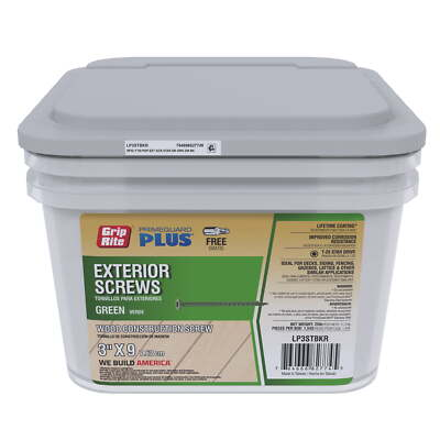 #ad new，Grip Rite PrimeGuard Plus #9 x 3 in. Green Wood to Wood Deck Screw 25 lb. $92.27