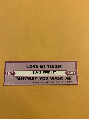 1 JUKEBOX TITLE STRIP Elvis Presley Love me tender/any way you want me