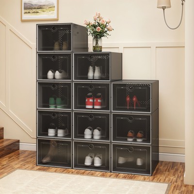 TAUS 12 PCS Shoe Box Storage Containers Sneaker Cases Stackable Organizer XL