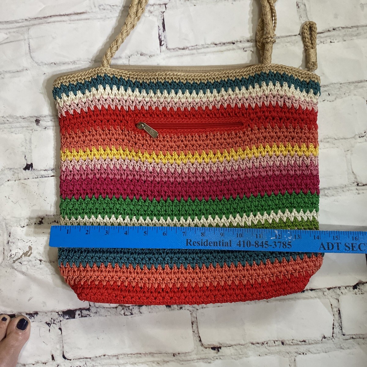 The Sak vintage Carry All Rainbow Striped Sling Boho Style backpack The Sak Hobo Bag Striped Bags & Handbags for Women for sale  main image 2