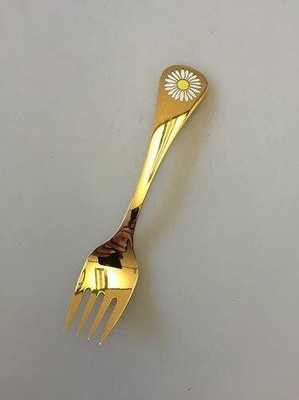 Georg Jensen Annual Gabel 1987 IN Vergoldet Sterlingsilber Mit Emaille