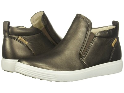 ECCO Soft 7 Slip-On Boot Black Stone Metallic Cow Leather Boots 43 US12