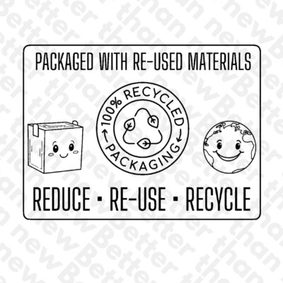 75pc 4 x3  Packaged With Re-used Materials Recycle Reduce Shipping Label Sticker