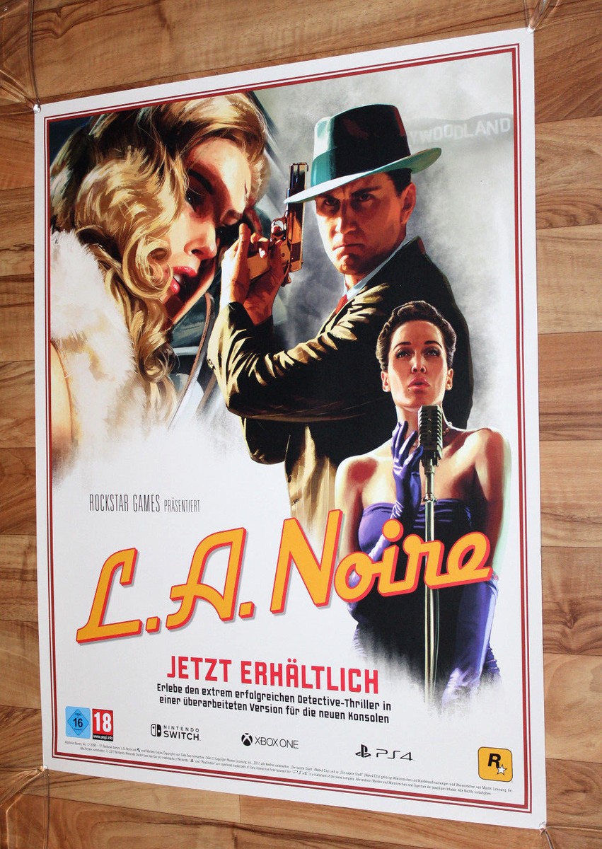 L.A. Noire Rare Promo Poster 76x59.5cm Nintendo Switch PlayStation