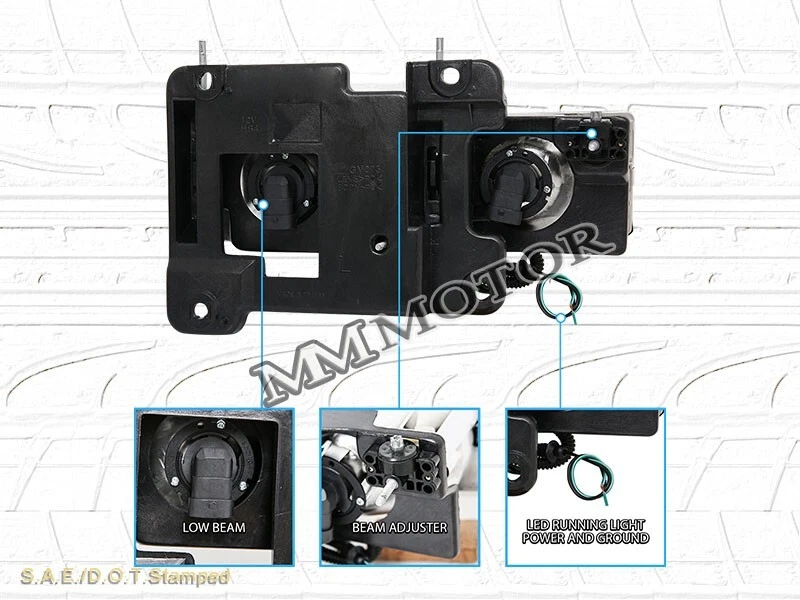 94-98 Chevy C10 ПОЛНОРАЗМЕРНЫЕ ЧЕРНЫЕ ФАРЫ БАМПЕР ФАРЫ ЧЕРНАЯ СВЕТОДИОДНАЯ ПАНЕЛЬ 4 ШТ - Изображение 3 из 4