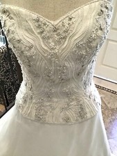 Carmela Suttera NEW Pearl Twill Satin Organza Wedding Dress size 12