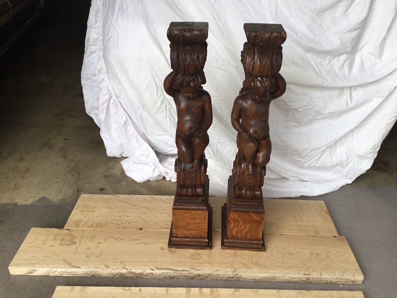 Quartersawn Oak Cherub Pedestals eBay