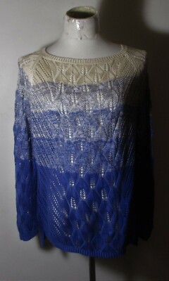 KERISMA Blue Mesh Long Sleeve Sweater Top Size L
