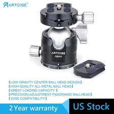 40mm Low Profile Ball Head Panoramic All-metal CNC tripod Head Load 44lbs/20kg