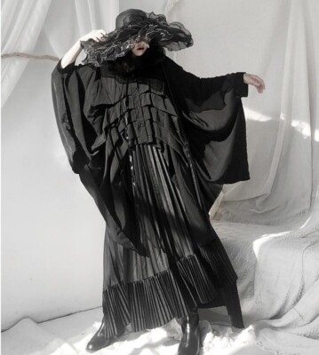 Japanese Yamamoto Style women Gothic Black Shirt Blouse Irregular